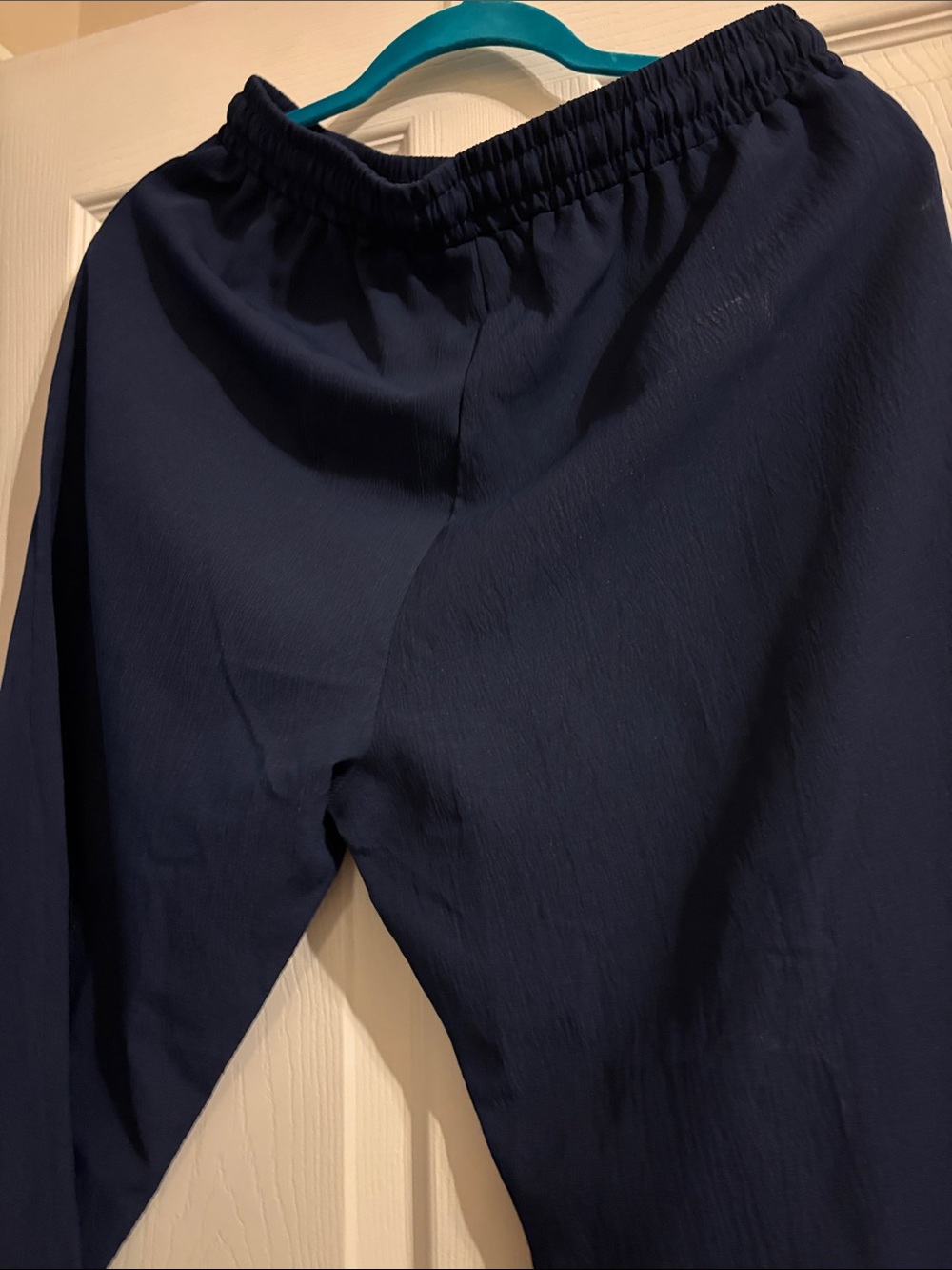 Women’s Navy Drawstring Casual Pants with Button Cuff